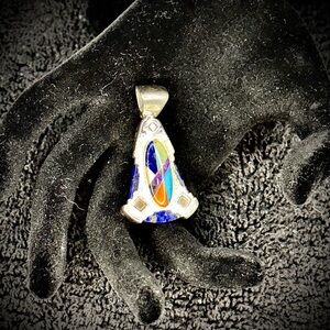 Relios 925 Silver/14K Multi-Stone Inlay Pendant-item#0014